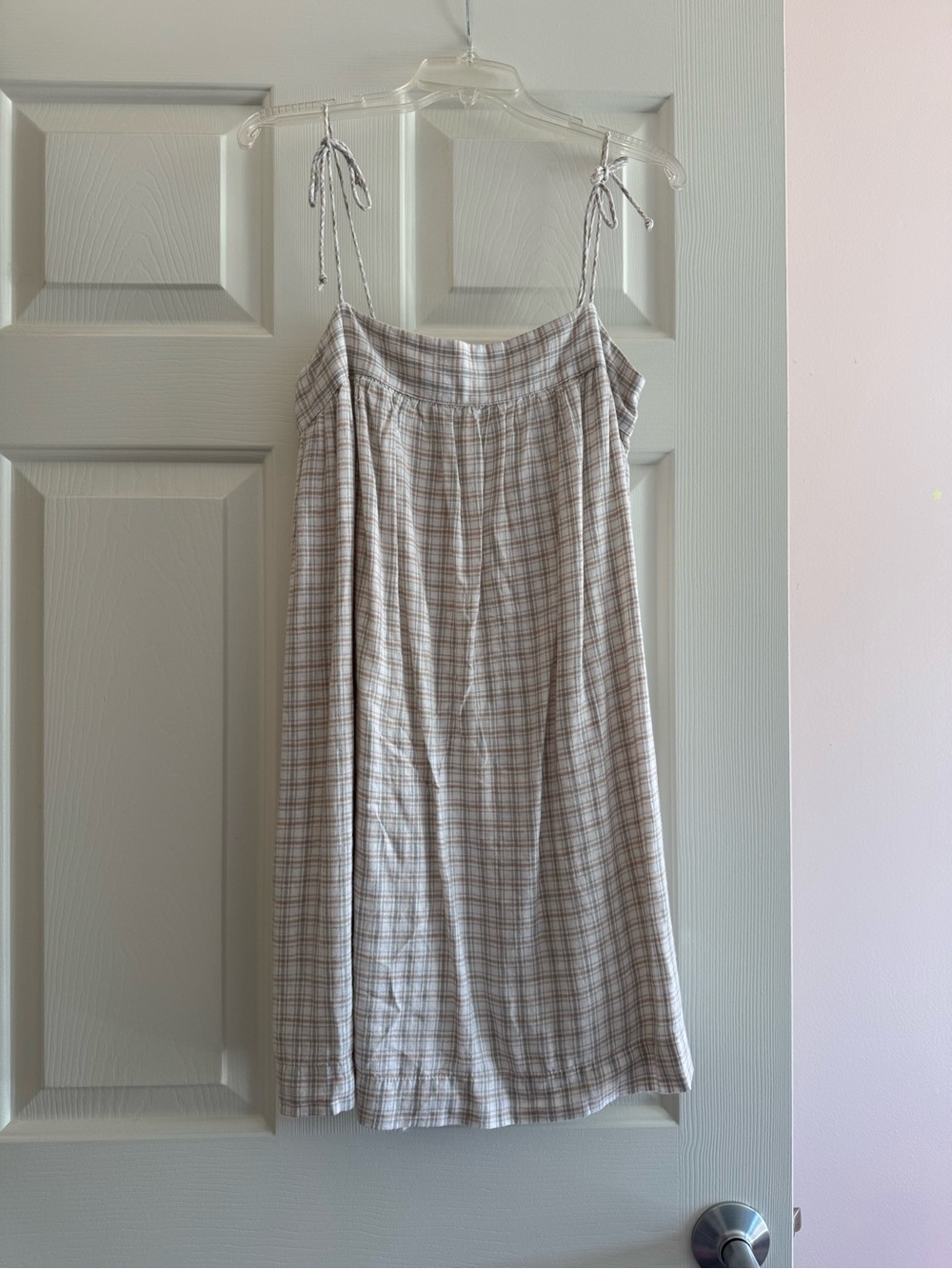 Abercrombie & Fitch Cream and Taupe Plaid Mini Dress